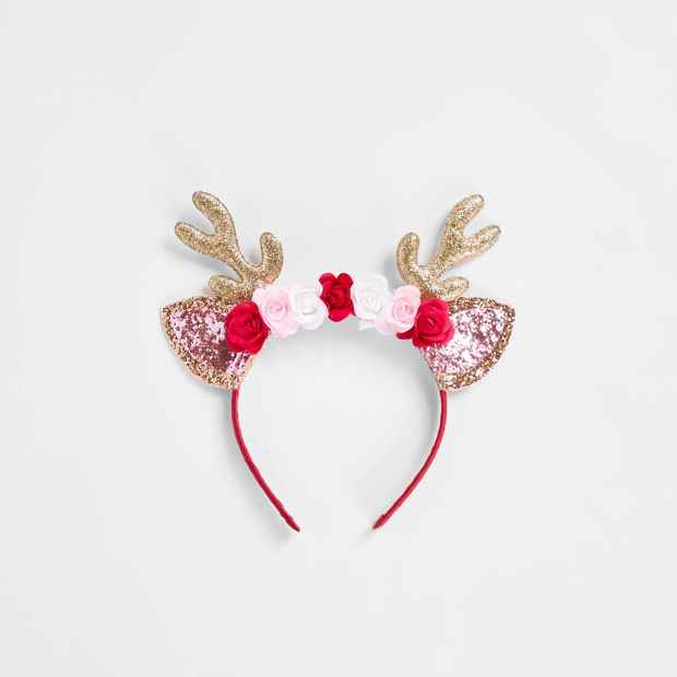 Kids Christmas Floral Antler Headband