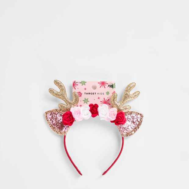 Kids Christmas Floral Antler Headband