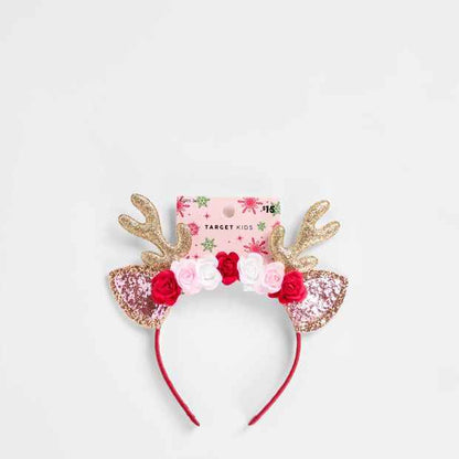 Kids Christmas Floral Antler Headband
