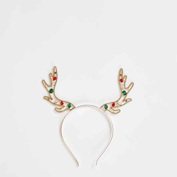 Kids Christmas Metal Jewelled Antler Headband