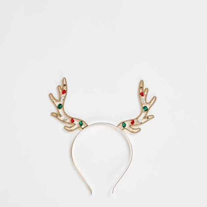 Kids Christmas Metal Jewelled Antler Headband