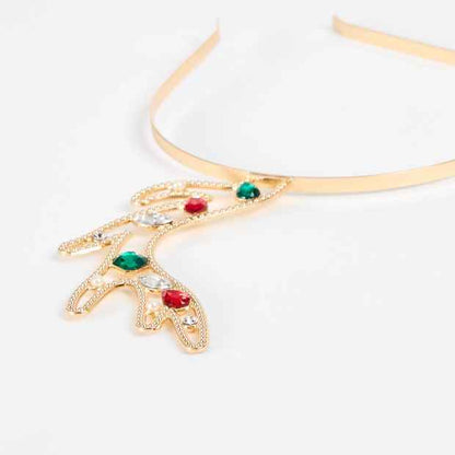Kids Christmas Metal Jewelled Antler Headband