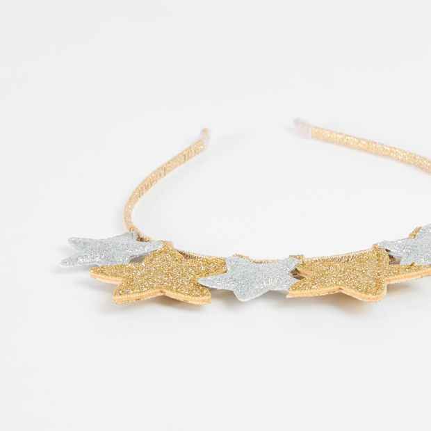 Kids Christmas Metallic Puff Stars Headband
