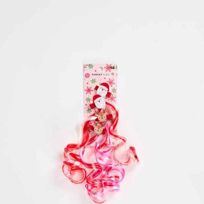 Kids Christmas 4 Pack Santa and Reindeer Faux Hair Clips