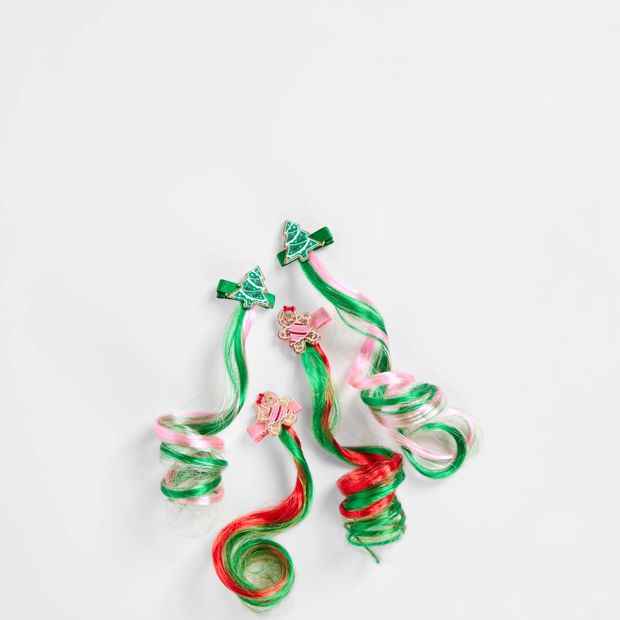 Kids Christmas 4 Pack Gingerbread and Tree Faux Hair Clips