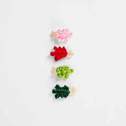 Kids Christmas 4 Pack Velvet Tree Clips