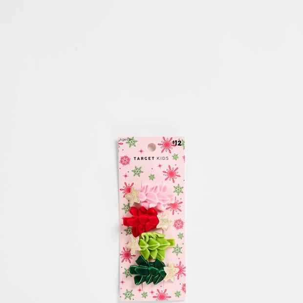 Kids Christmas 4 Pack Velvet Tree Clips