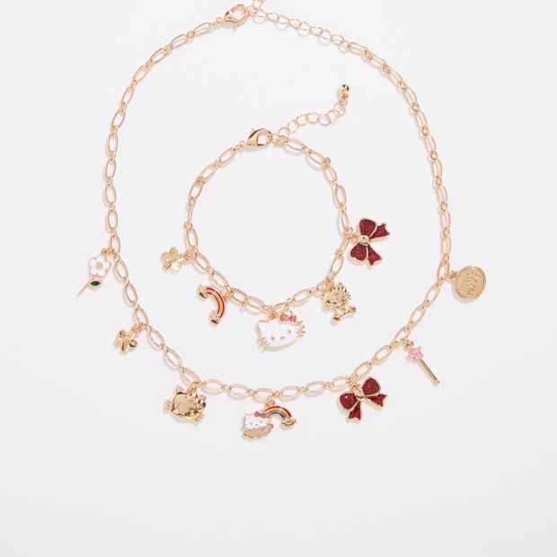 Kids Licensed Hello Kitty Charm Bracelet and Necklace Set