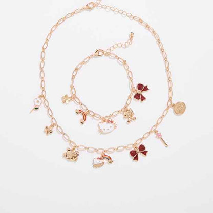 Kids Licensed Hello Kitty Charm Bracelet and Necklace Set