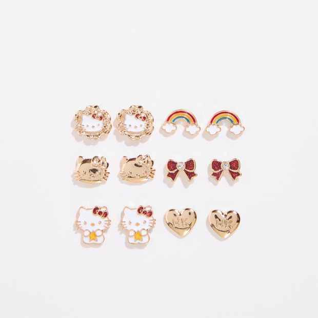 Kids Licensed 6 Pack Hello Kitty Stud Earrings