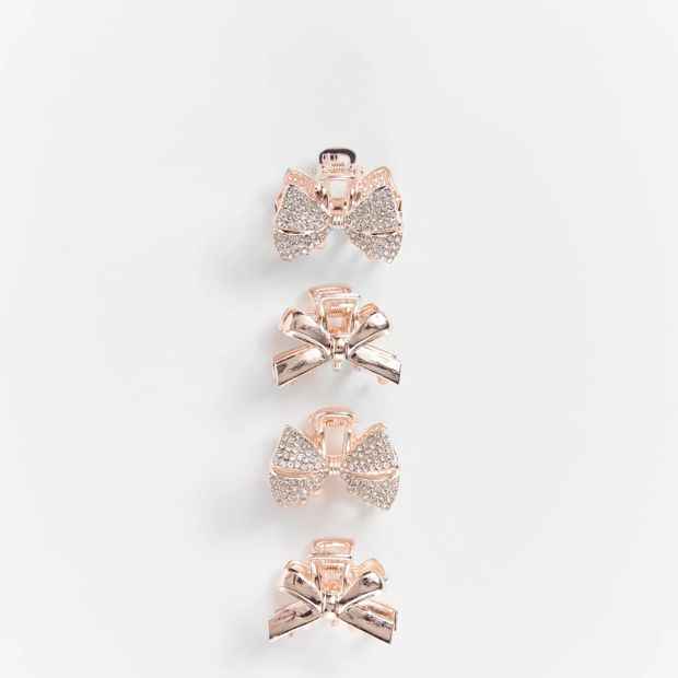 4 Pack Mini Pave Bow Hair Clips