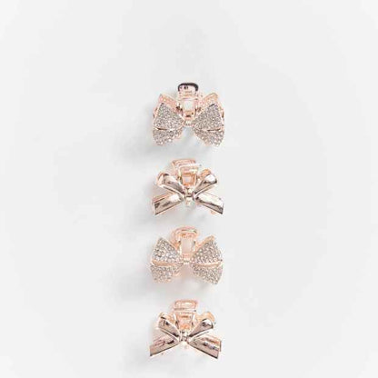 4 Pack Mini Pave Bow Hair Clips