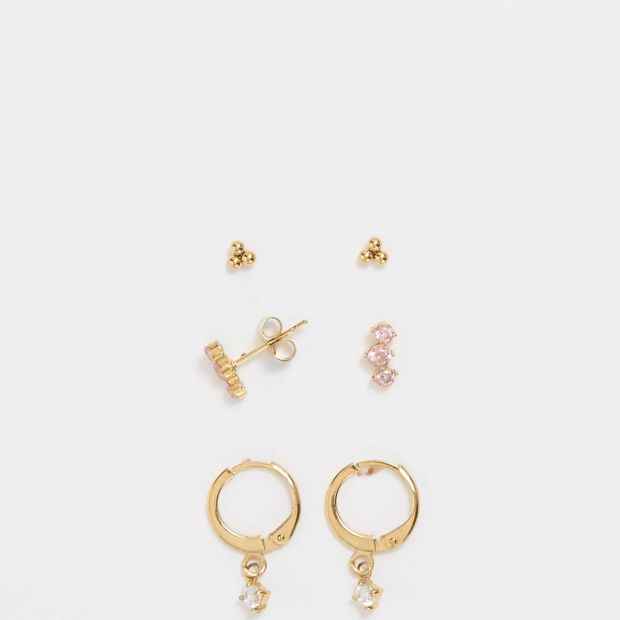 Cubic Zirconia 3 Pack Waterproof Dainty Stud Earrings