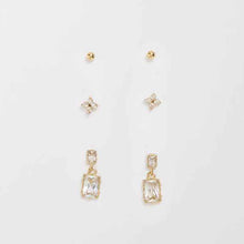Cubic Zirconia 3 Pack Deco Waterproof Stud Earrings Set