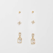 Cubic Zirconia 3 Pack Deco Waterproof Stud Earrings Set