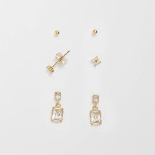 Cubic Zirconia 3 Pack Deco Waterproof Stud Earrings Set