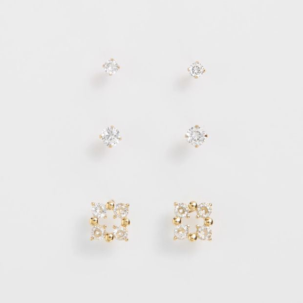 3 Pack Waterproof Modern Stud Earring Set