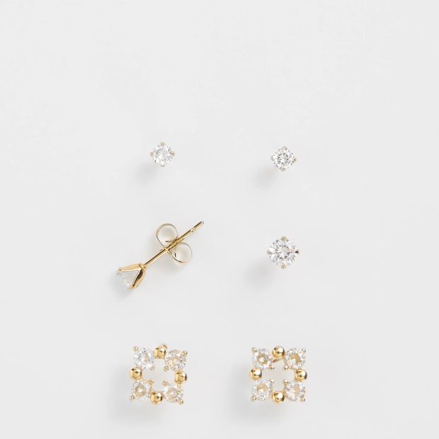 3 Pack Waterproof Modern Stud Earring Set