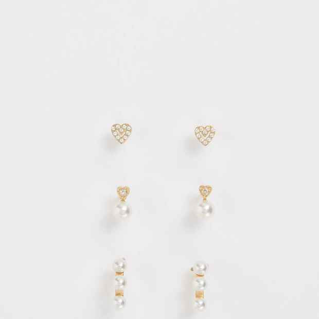 3 Pack Waterproof Faux Pearl Stud Earrings Set