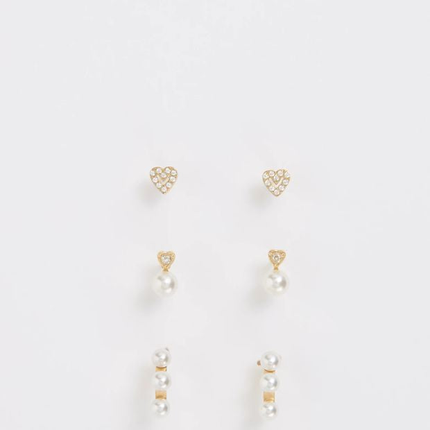 3 Pack Waterproof Faux Pearl Stud Earrings Set
