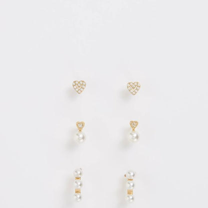 3 Pack Waterproof Faux Pearl Stud Earrings Set