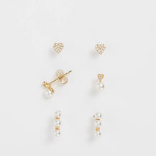 3 Pack Waterproof Faux Pearl Stud Earrings Set
