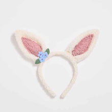Kids Shearling Crochet Flowers Bunny Ears Headband