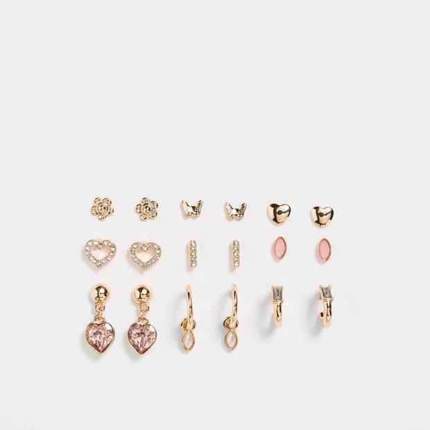 9 Pack Pretty Peach Stud Earrings