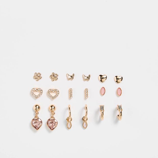 9 Pack Pretty Peach Stud Earrings