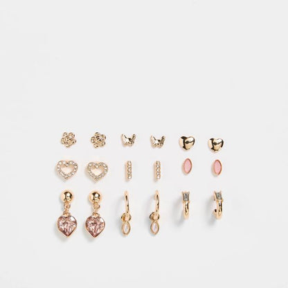 9 Pack Pretty Peach Stud Earrings