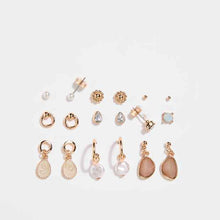 9 Pack Faux Opal Stud Earrings