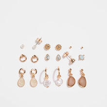 9 Pack Faux Opal Stud Earrings