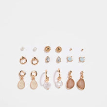 9 Pack Faux Opal Stud Earrings