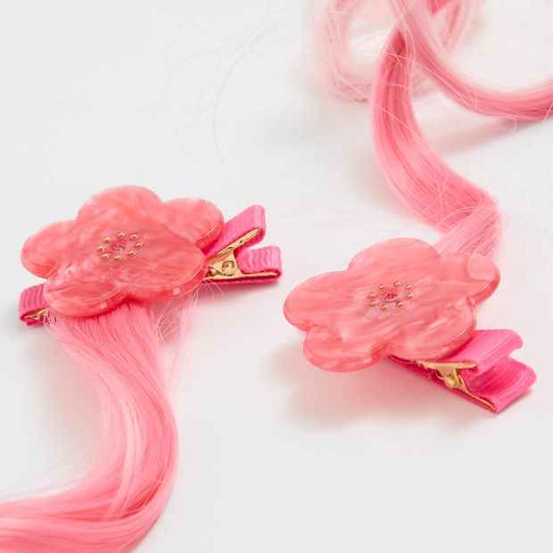 Kids 2 Pack Flower Faux Hair Clips