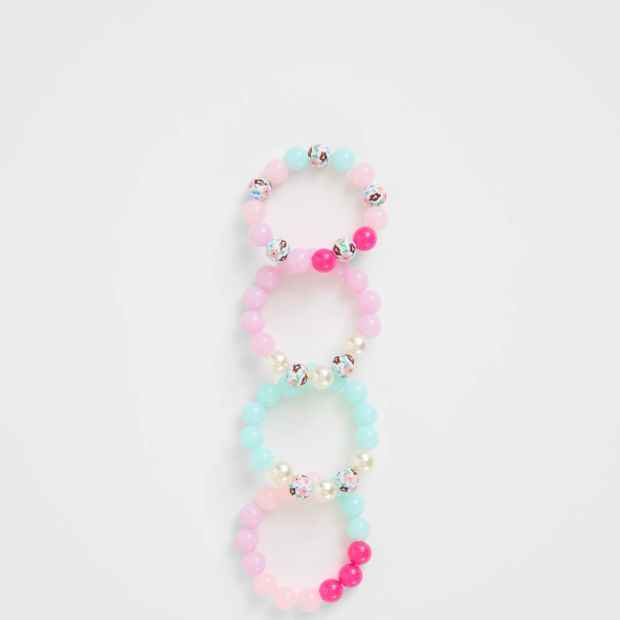 Kids 4 Pack Floral Print Stretch Bracelets