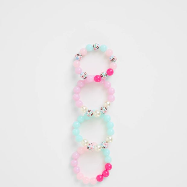 Kids 4 Pack Floral Print Stretch Bracelets