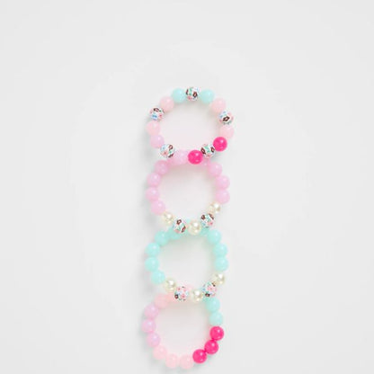 Kids 4 Pack Floral Print Stretch Bracelets