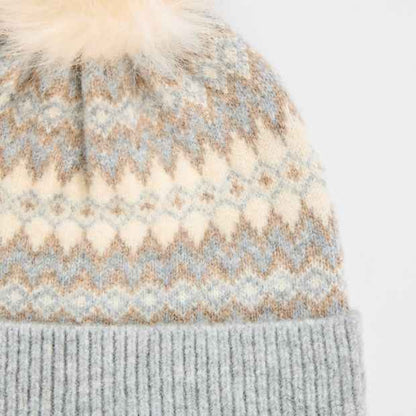 Fair Isle Faux Fur Pom Pom Beanie