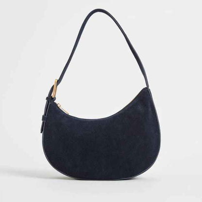 Premium Suede Leather Halfmoon Shoulder Bag