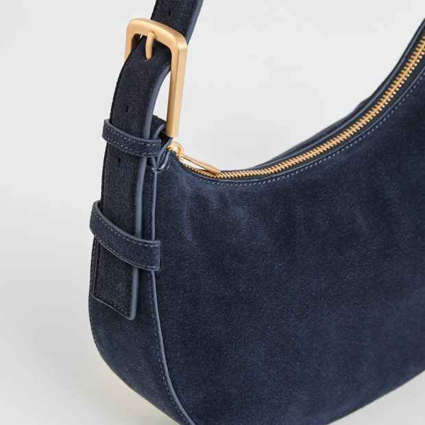 Premium Suede Leather Halfmoon Shoulder Bag