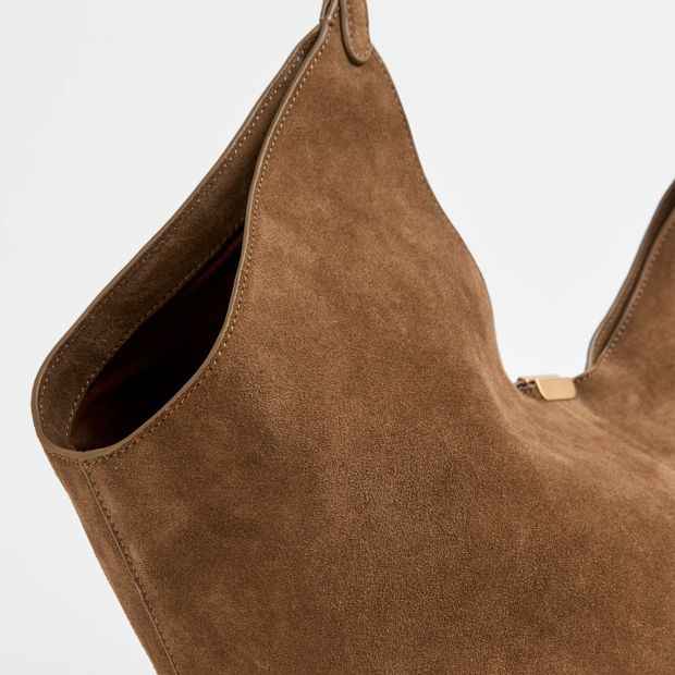 Premium Suede Leather Trapeze Shoulder Bag