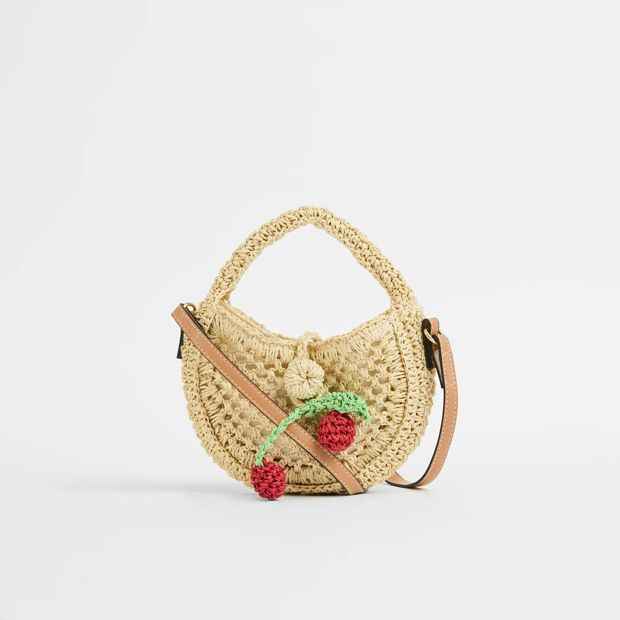 Paper Straw Half Moon Crossbody Bag