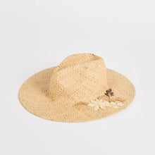 Raffia Embroidered Wide Brim Hat