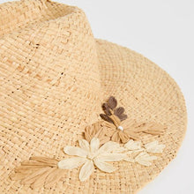 Raffia Embroidered Wide Brim Hat