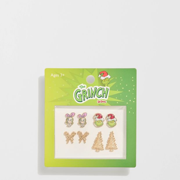 The Grinch 4 Pack Christmas Stud Earrings