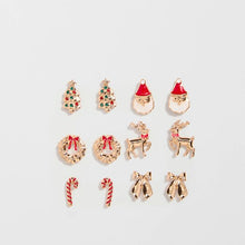 6 Pack Traditional Christmas Stud Earrings
