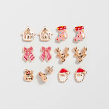 6 Pack Novelty Christmas Stud Earrings