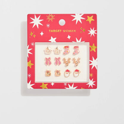 6 Pack Novelty Christmas Stud Earrings