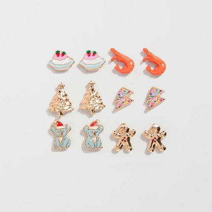 6 Pack Christmas Aussie Icons Stud Earrings