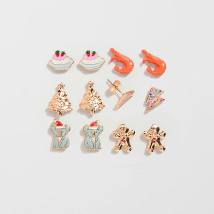 6 Pack Christmas Aussie Icons Stud Earrings